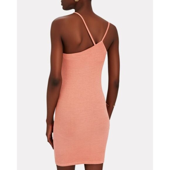 Enza Costa Silk Rib Asymmetrical Mini Dress in Peach Beige XSmall New Womens - Picture 12 of 13